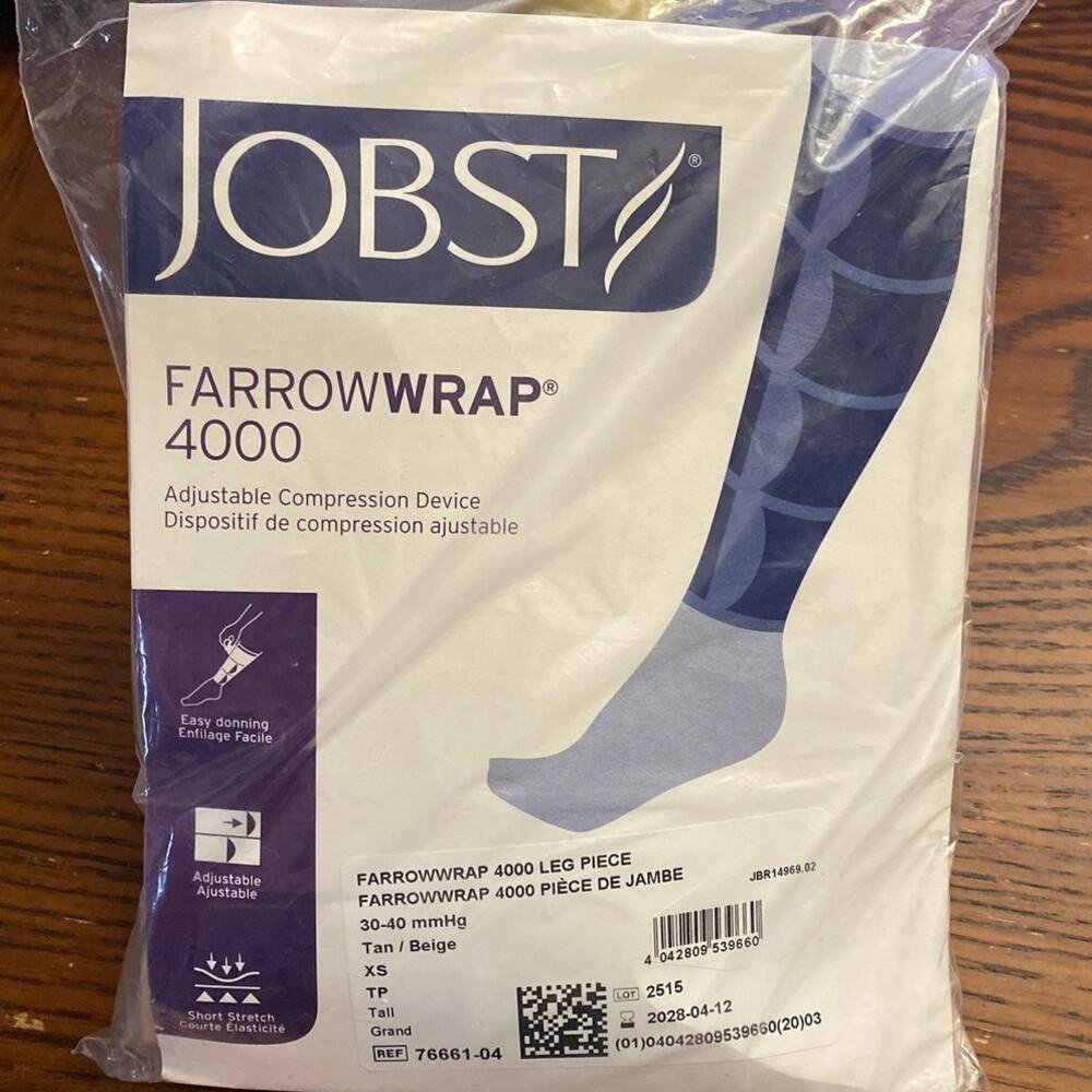 JOBST Farrow Wrap 4000, Extra Small TALL, Tan/Beige 30-40 mmHg 76661-04 NIP Knee
